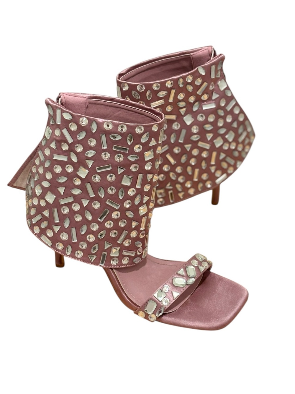 Jennifer Lopez Rose Pink Crystal-Ankle Stiletto Sandals Super Cute Size 7 - Picture 9 of 12